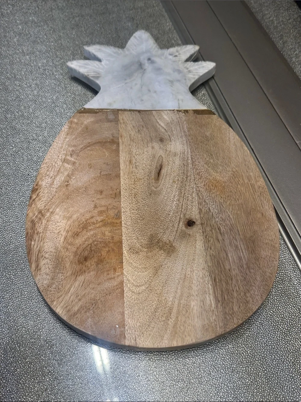 Marble Top Pineapple Serving Board in Natural Wood and White